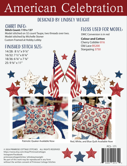 American Celebration ~ Chart and Floss Pack ~ Primrose Cottage