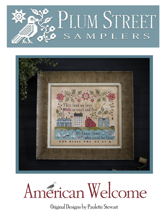 American Welcome - Chart & Floss Pack ~ Plum Street Samplers