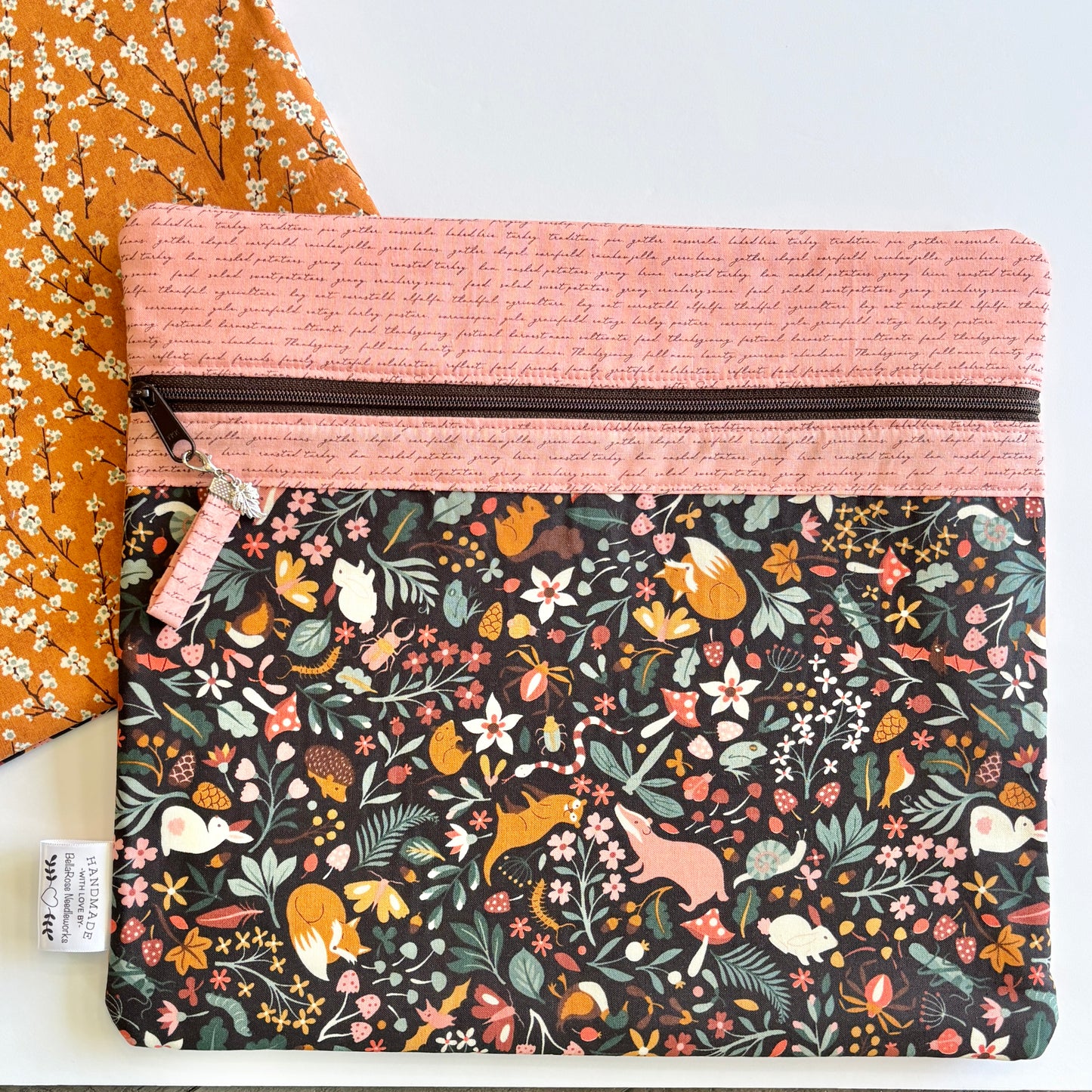 NEW! ~ Autumn in the Forest ~ Fabric Front Project Bag ~ BellaRose Needleworks
