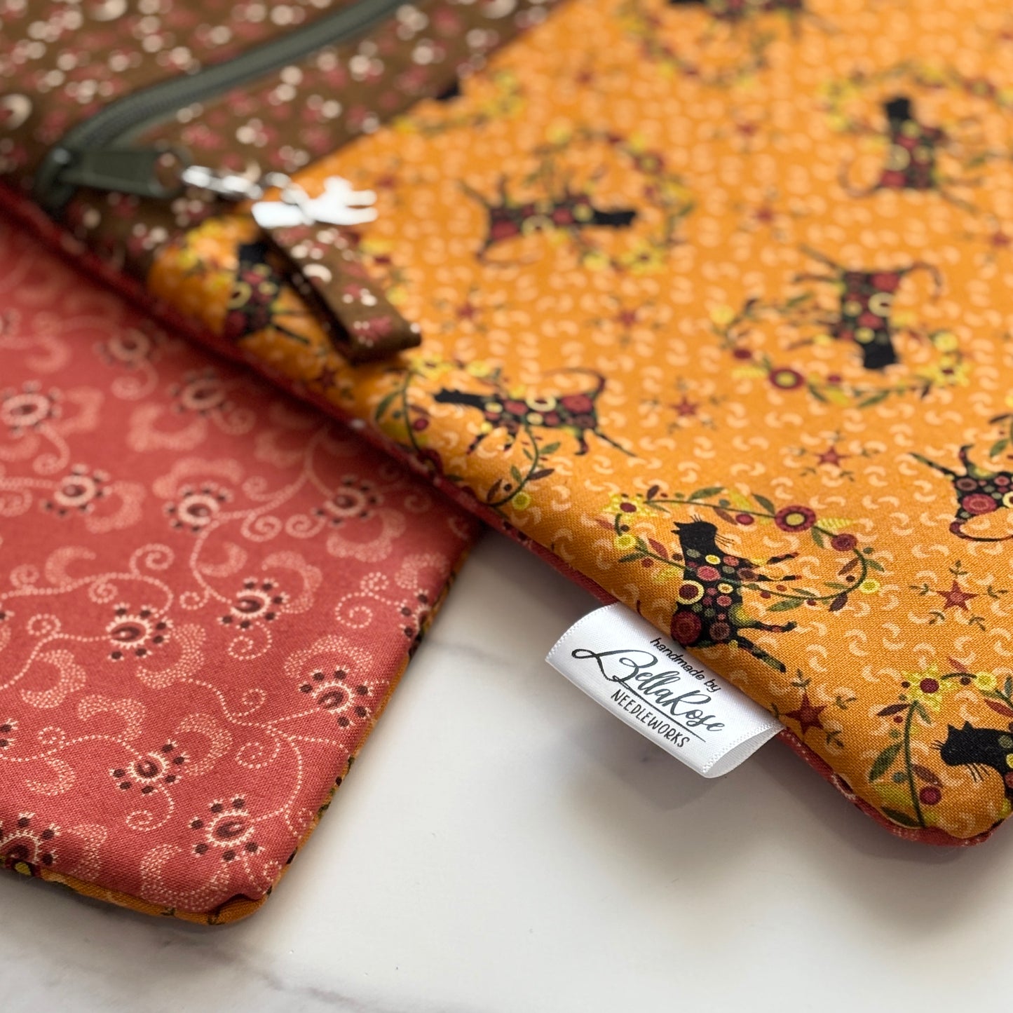 Cats on Pennyberry Farm ~ Fabric Front Project Bag ~ BellaRose Needleworks