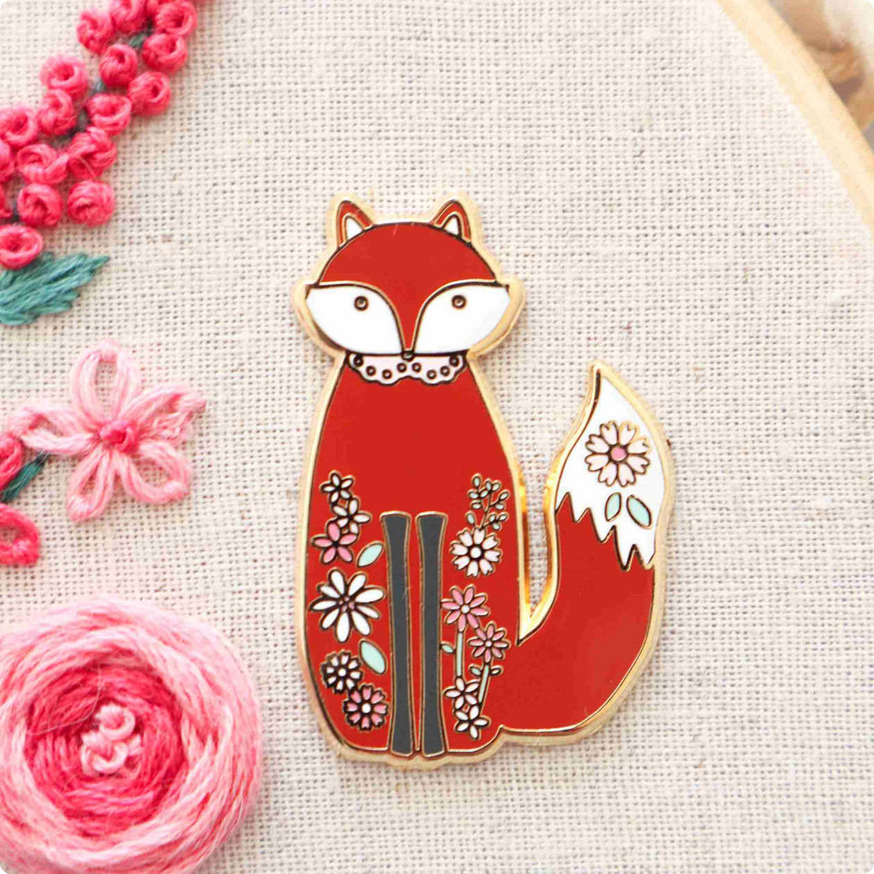Floral Fox Needle Minder ~ Flamingo Toes