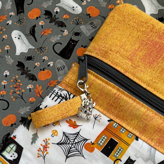 NEW! ~ Village Haunt ~ Fabric Front Project Bag ~ BellaRose Needleworks