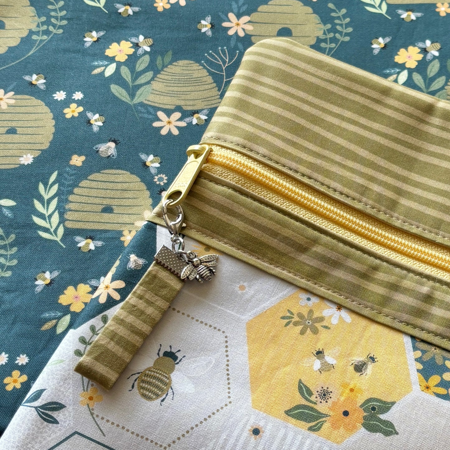 The Buzzing of the Bees ~ Fabric Front Project Bag ~ BellaRose Needleworks