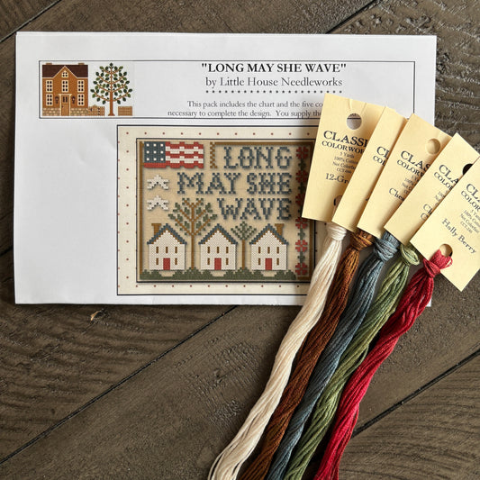 Long May She Wave ~ Chart and Floss Pack ~ Little House Needleworks
