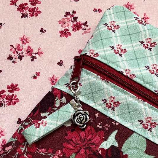Love in Bloom ~ Fabric Front Project Bag ~ BellaRose Needleworks