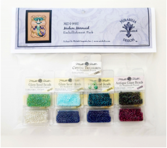 Madam Mermaid ~ Chart and Mill Hill Embellishment Pack ~ Mirabilia