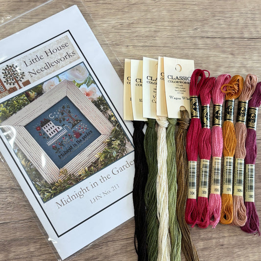 Midnight in the Garden ~ Chart and Floss Pack ~ Little House Needleworks