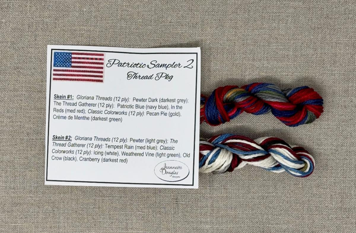 *PREORDER* Patriotic Sampler 2 & Silk Floss Pack ~ Jeannette Douglas ~ Nashville Needlework Market 2026