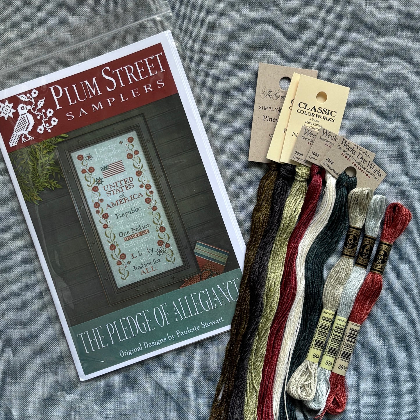 The Pledge of Allegiance - Chart & Floss Pack ~ Plum Street Samplers ~ Nashville Needlework Market 2026