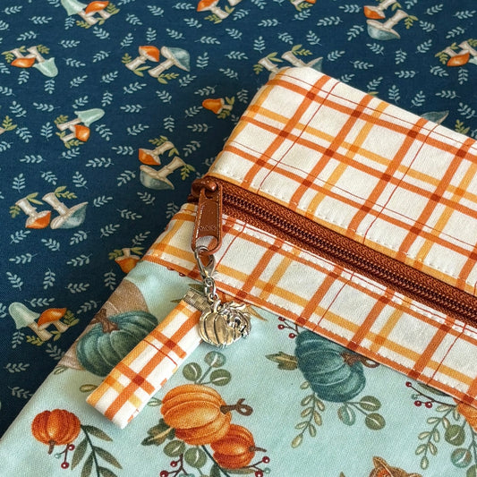 NEW! ~ I Love Fall Most of All ~ Fabric Front Project Bag ~ BellaRose Needleworks