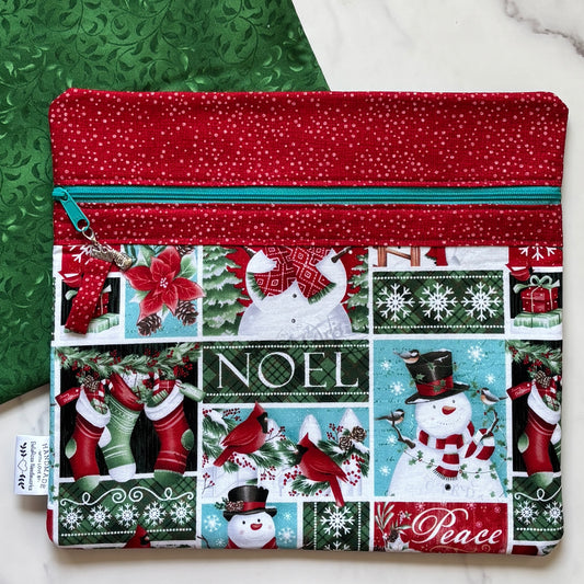 Snowmen Noel ~ Fabric Front Project Bag ~ BellaRose Needleworks