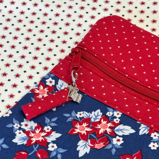 Star Spangled "Blue" ~ Fabric Front Project Bag