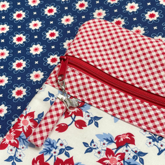Star Spangled "White" ~ Fabric Front Project Bag