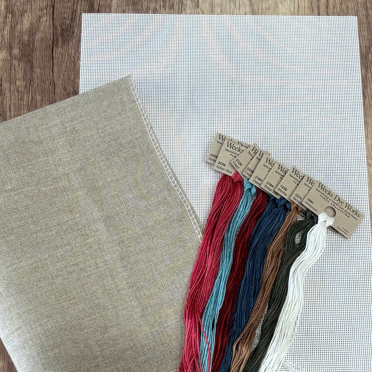 Thread, White & Blue - Fabric and Floss Kit ~ Hands on Design