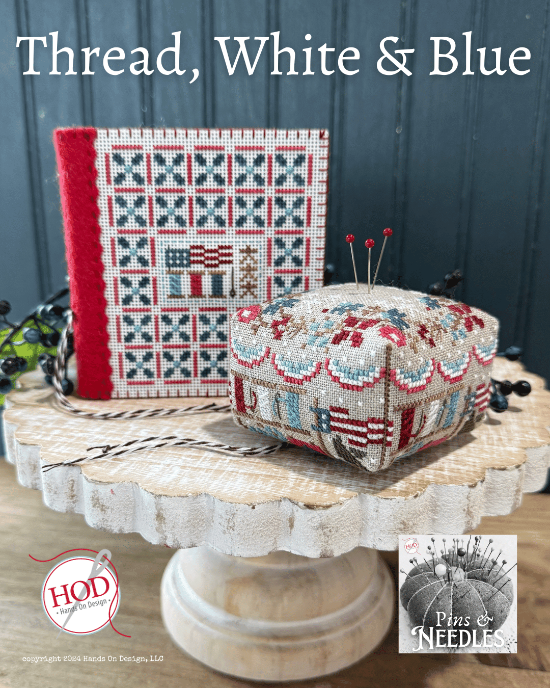 Thread, White & Blue - Fabric and Floss Kit ~ Hands on Design