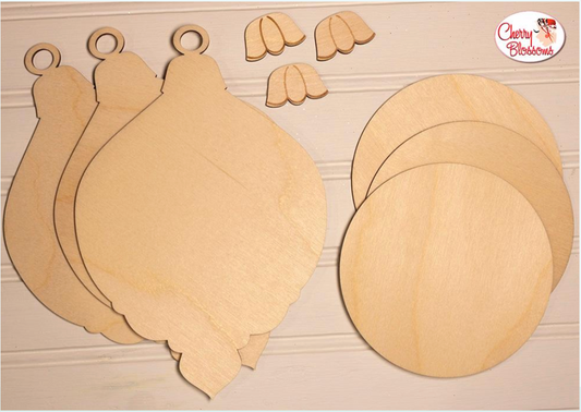 Vintage Ornaments Wood Backer Sets ~ Cherry Blossoms