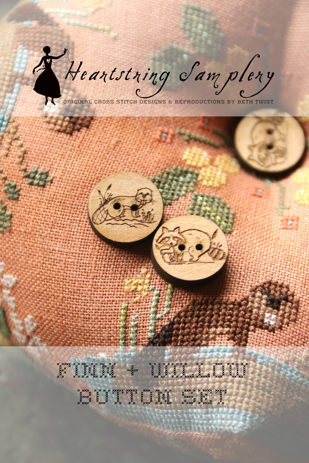 Willow's Pond Biscornu with Buttons ~ Heartstring Samplery