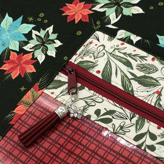 Pretty Poinsettia ~ Vinyl Front Project Bag