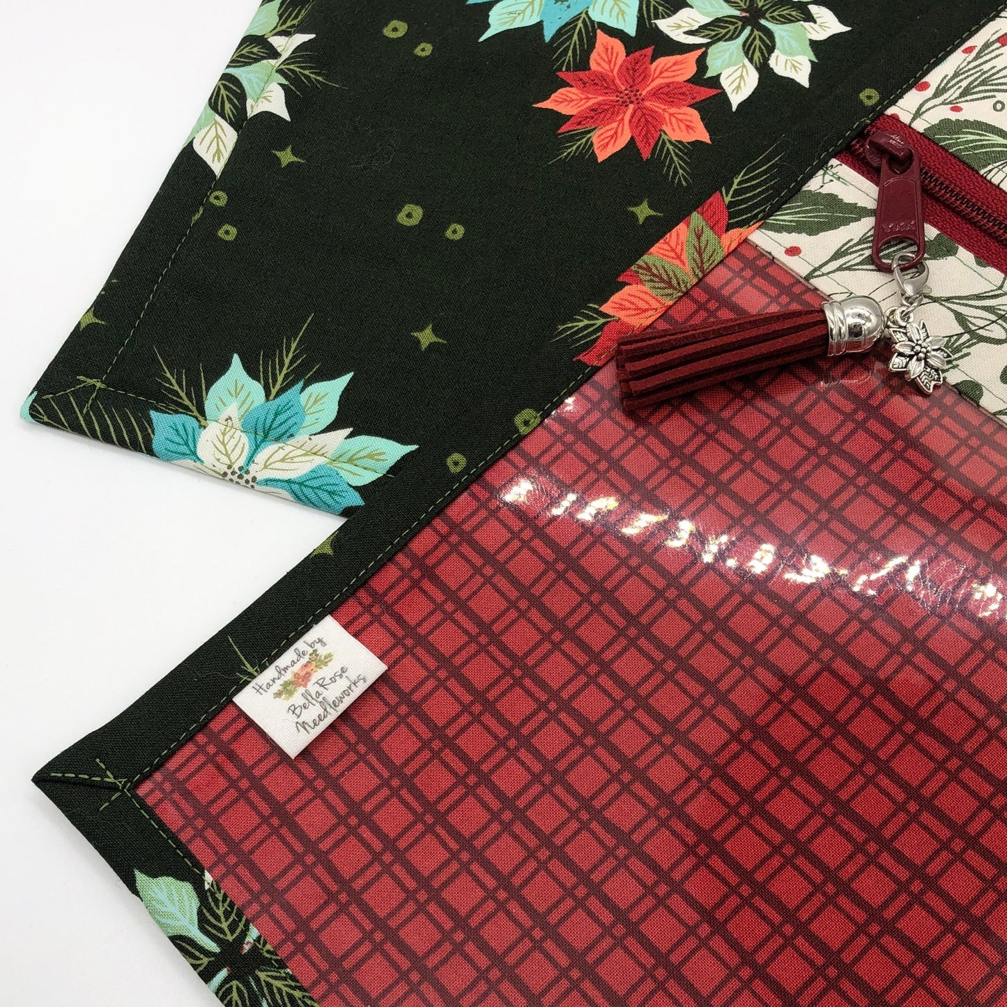 Pretty Poinsettia ~ Vinyl Front Project Bag