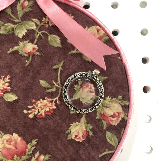 Chocolate and Roses Needle Minder Hoop ~ Needle Minder Display