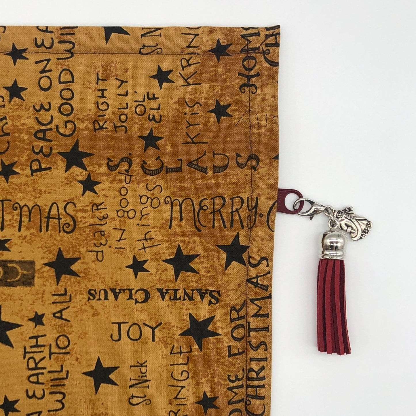 Kringle Santa Gold ~ Vinyl Front Project Bag ~ BellaRose Needleworks