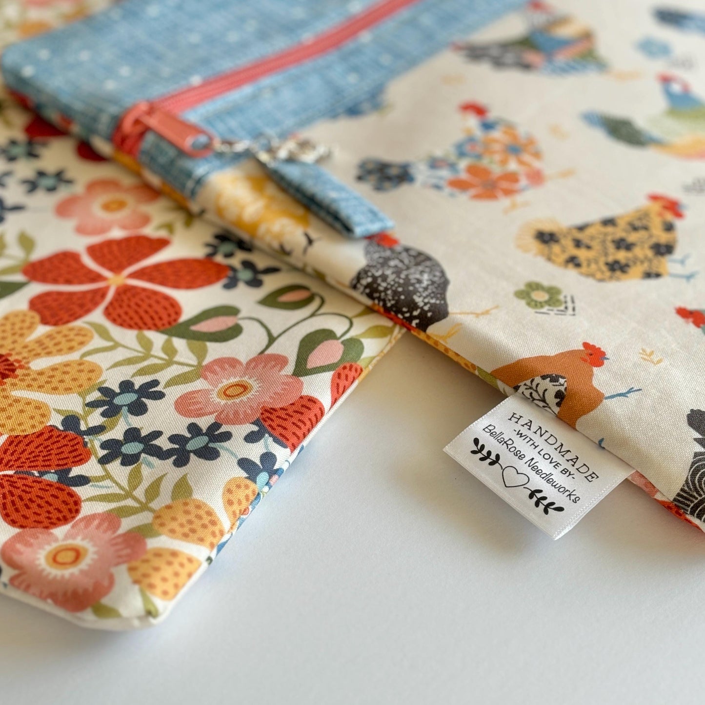 Henny Penny ~ Fabric Front Project Bag ~ BellaRose Needleworks