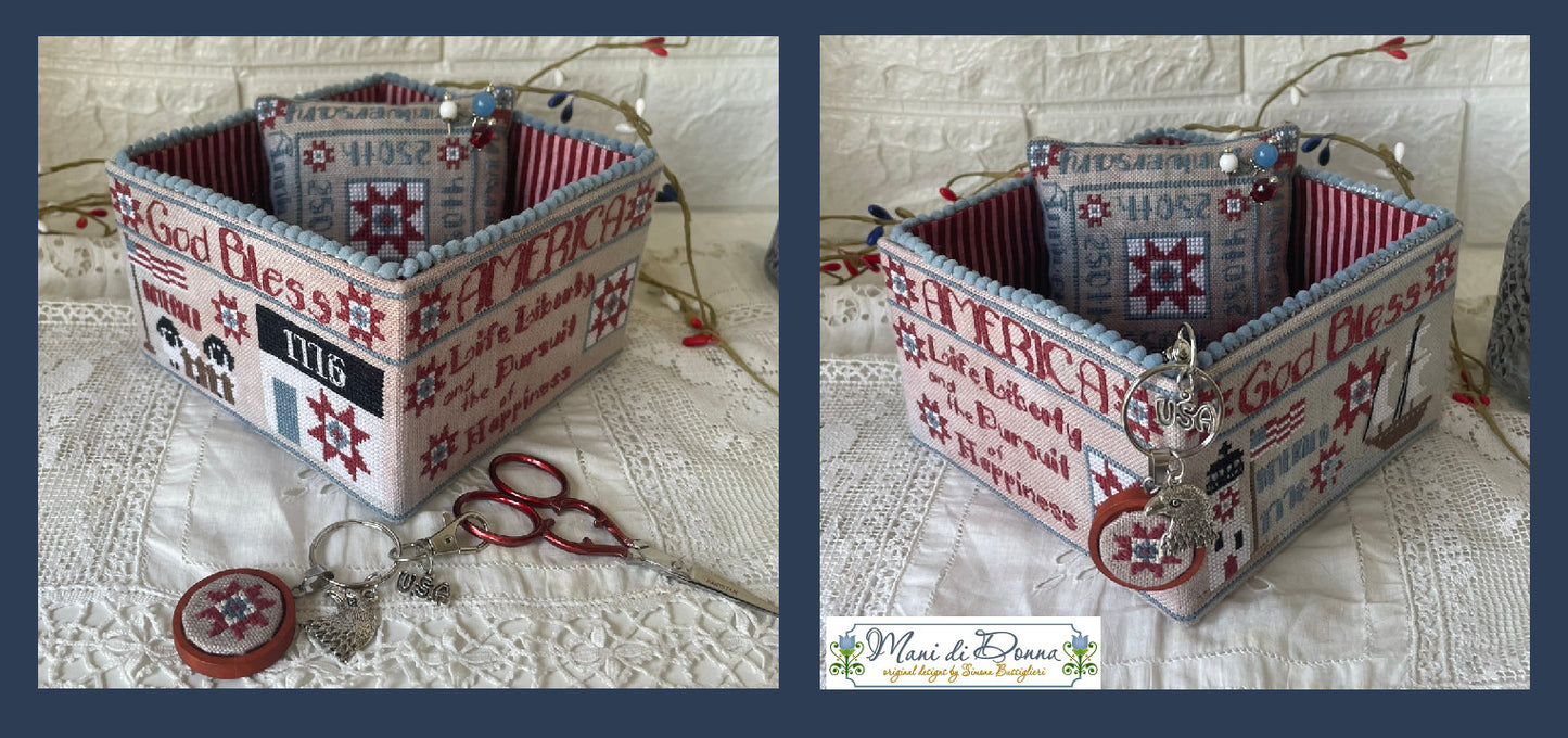 *PREORDER* American Patriotic Sewing Basket and Accessories ~ Market Exclusive ~ Mani di Donna ~ Nashville Needlework Market 2026