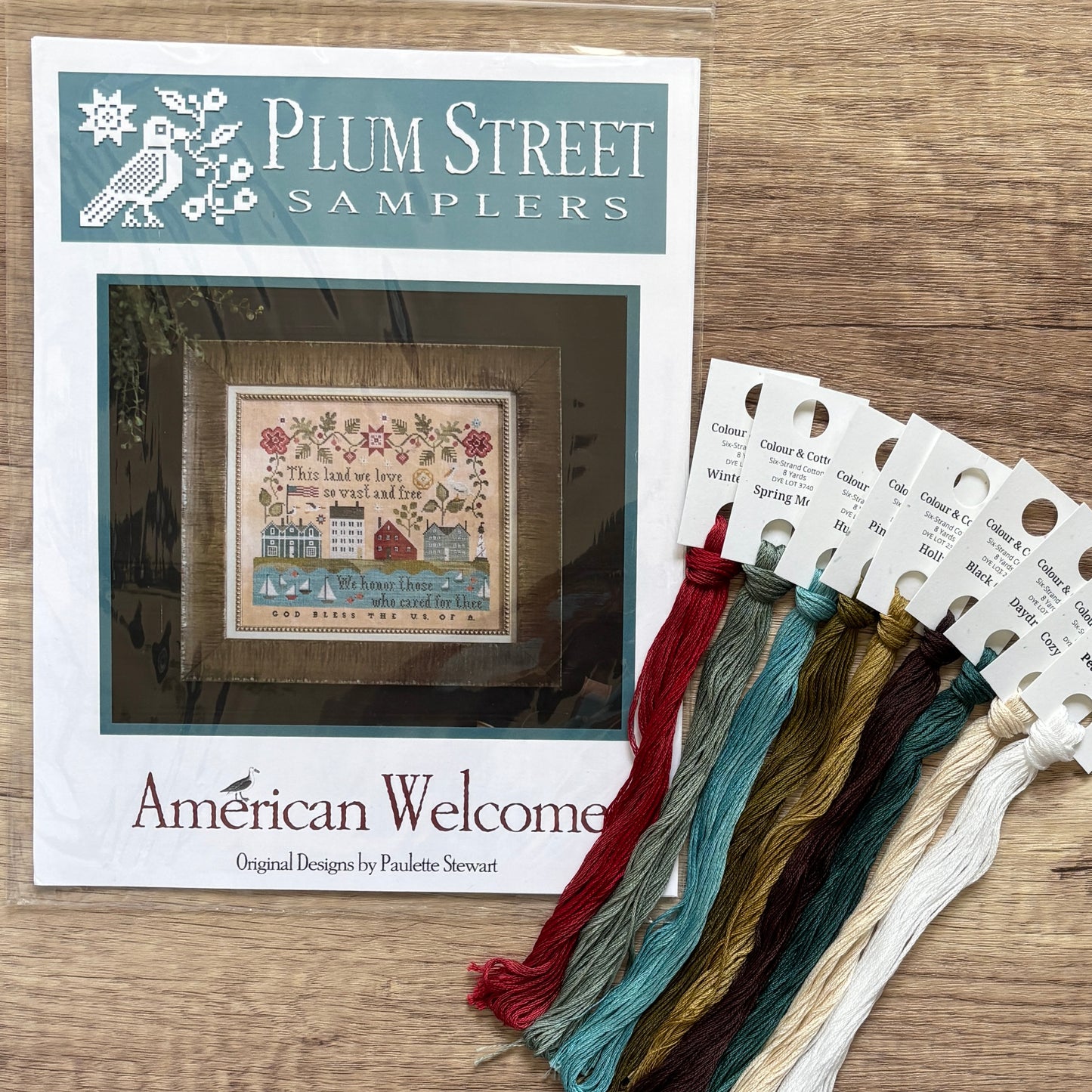 American Welcome - Chart & Floss Pack ~ Plum Street Samplers