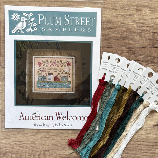 American Welcome - Chart & Floss Pack ~ Plum Street Samplers