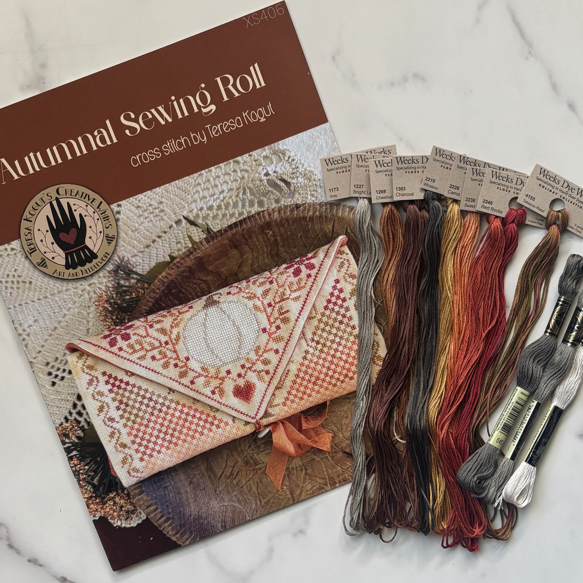 Autumnal Sewing Roll - Chart & Floss Pack ~ Teresa Kogut