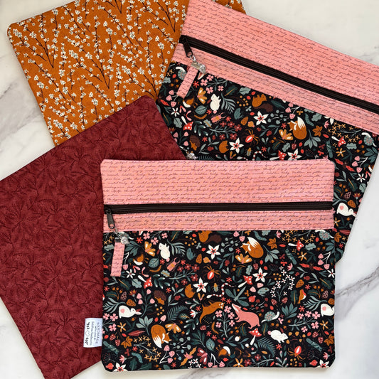 NEW! ~ Autumn in the Forest ~ Fabric Front Project Bag ~ BellaRose Needleworks