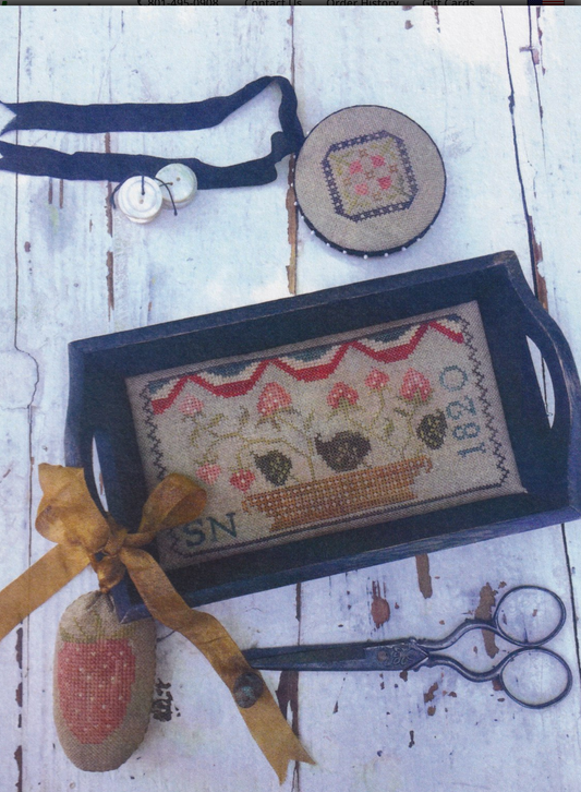 Berry Basket Sewing Tray, Pin Disk & Strawberry Pinkeep ~ Stacy Nash