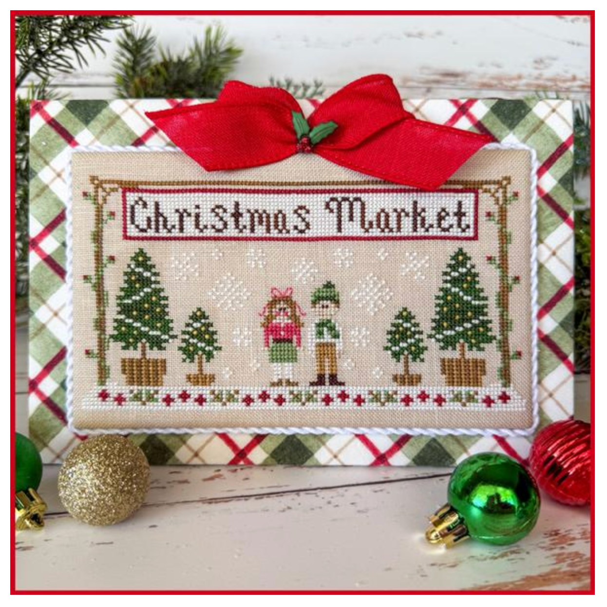 Christmas Market Banner ~ Chart & Floss Pack ~ Country Cottage Needleworks