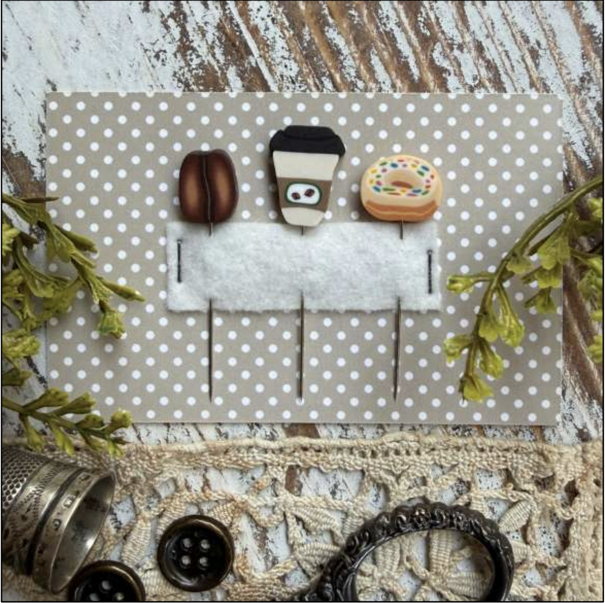 * PREORDER * Coffee Pin Set ~ Puntini Puntini ~ Needlework Marketplace 2026