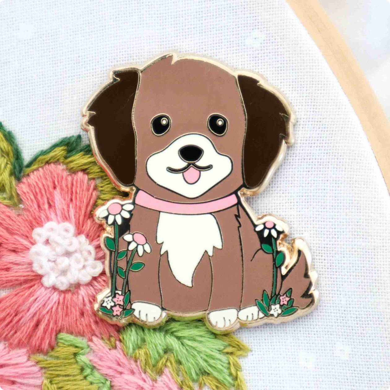 Daisy Puppy Needle Minder ~ Flamingo Toes