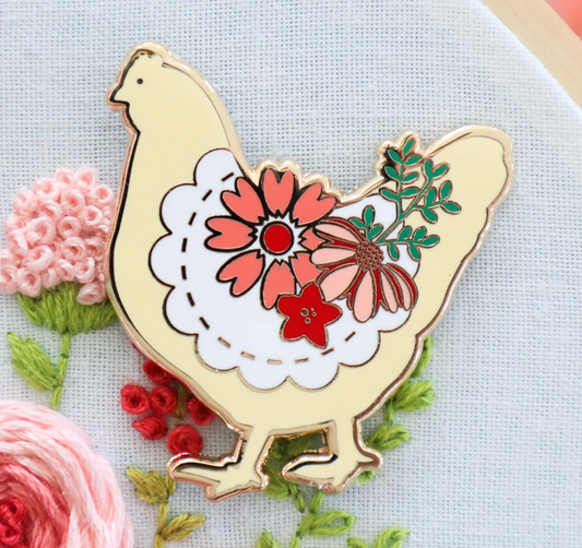 Farmhouse Floral Chicken Needle Minder ~ Flamingo Toes