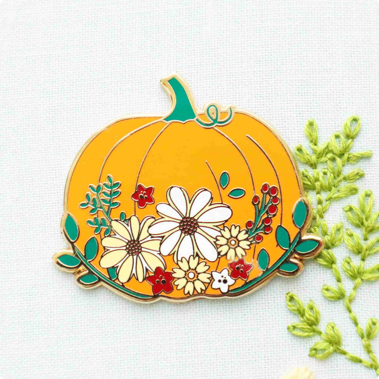 Floral Pumpkin Needle Minder ~ Flamingo Toes