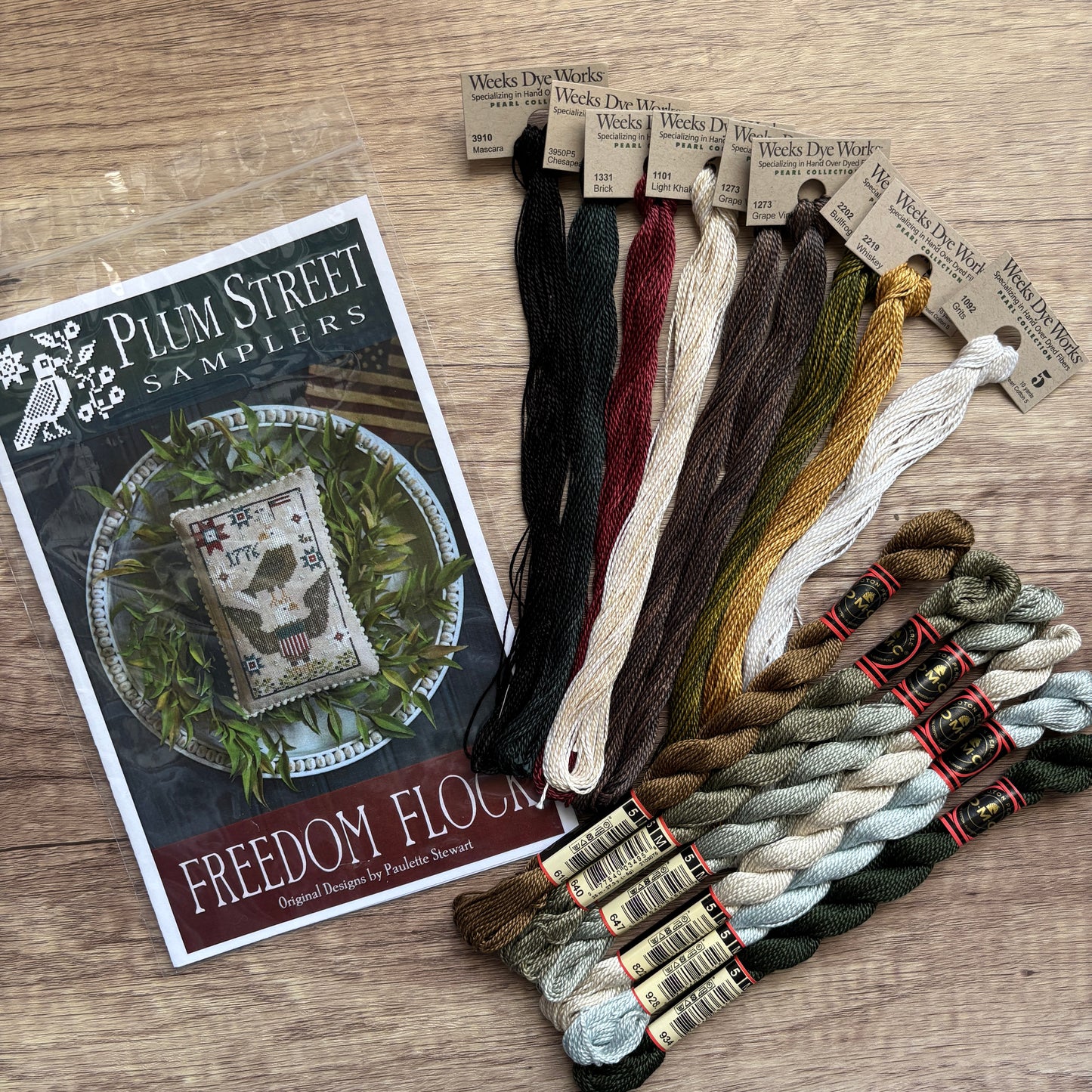 Freedom Flock ~ Chart & Floss Conversion Pack ~ Plum Street Samplers