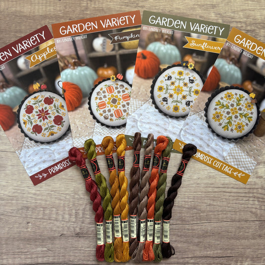 Garden Variety - Autumn ~ Charts & Pearl Cotton Floss Pack ~ Primrose Cottage
