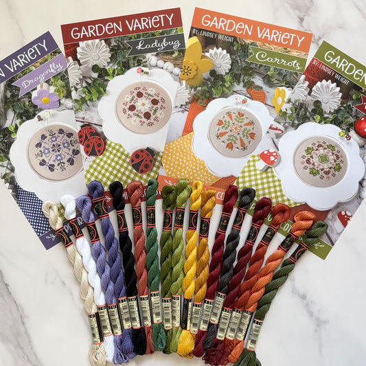 Garden Variety - Spring ~ Charts & Pearl Cotton Floss Pack ~ Primrose Cottage