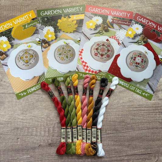 Garden Variety - Summer ~ Charts & Pearl Cotton Floss Pack ~ Primrose Cottage