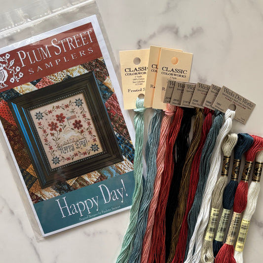 Happy Day ~ Chart & Floss Pack ~ Plum Street Samplers