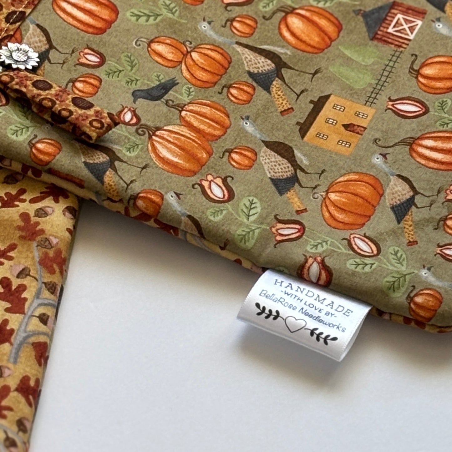 NEW! ~ Bittersweet Farm Fabric Front Project Bag ~ Teresa Kogut ~ BellaRose Needleworks
