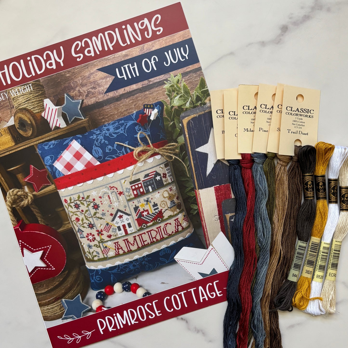 Holiday Samplings - 4th of July ~ Chart & Floss Pack ~ Primrose Cottage