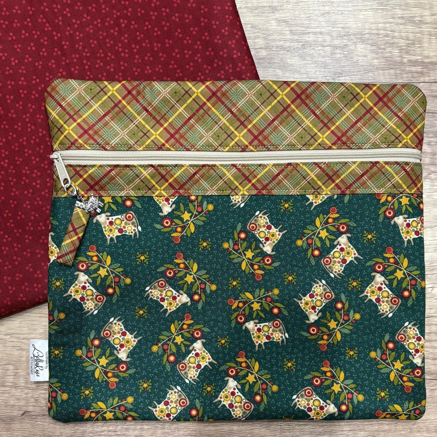 Sheep on Pennyberry Farm ~ Fabric Front Project Bag ~ BellaRose Needleworks