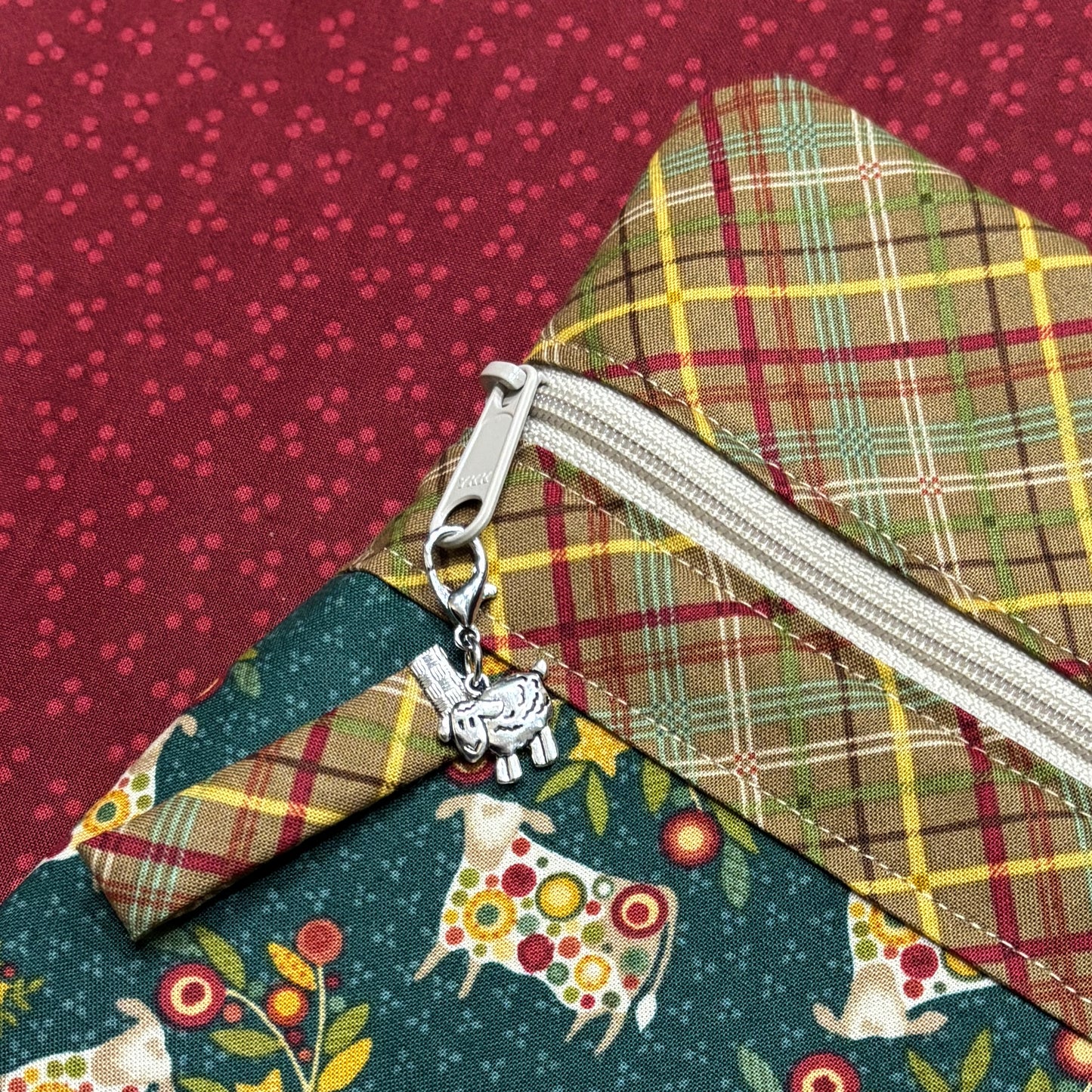 Sheep on Pennyberry Farm ~ Fabric Front Project Bag ~ BellaRose Needleworks