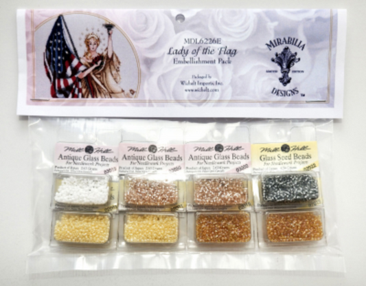PREORDER ~ Lady of the Flag ~ LIMITED RELEASE ~ Chart and Mill Hill Embellishment Pack ~ Mirabilia