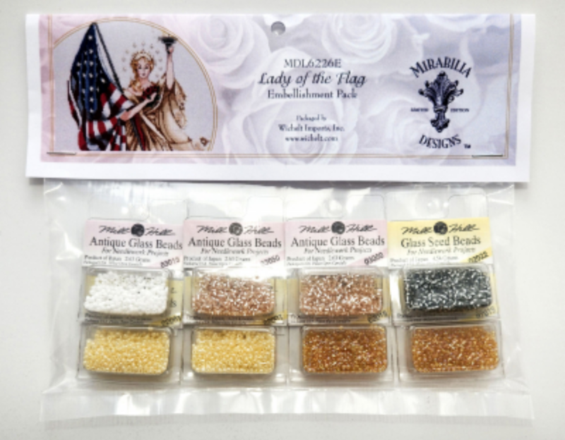 PREORDER ~ Lady of the Flag ~ LIMITED RELEASE ~ Chart and Mill Hill Embellishment Pack ~ Mirabilia