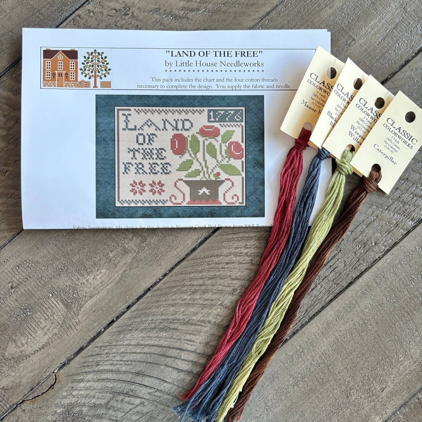 Land of the Free ~ Chart and Floss Pack ~ Little House Needleworks