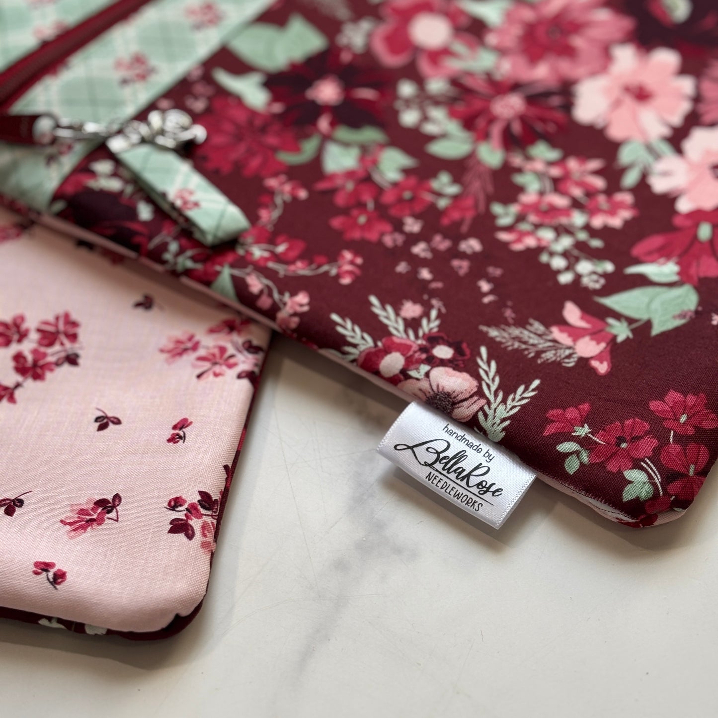 Love in Bloom ~ Fabric Front Project Bag ~ BellaRose Needleworks